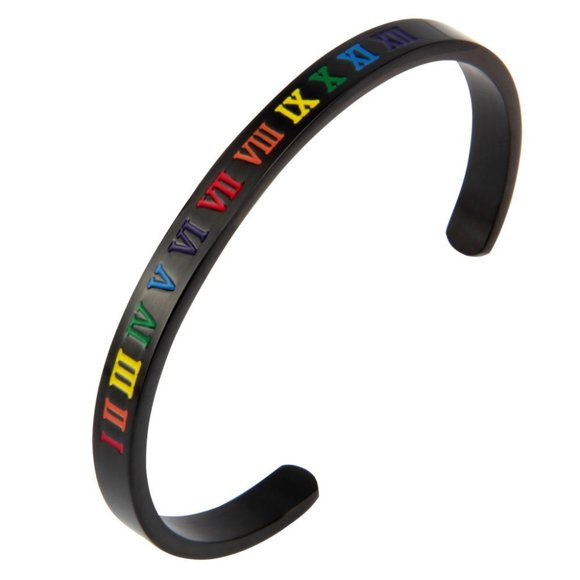 Rainbow Roman digital C shaped stainless steel bracelet - Picture 2 of 13